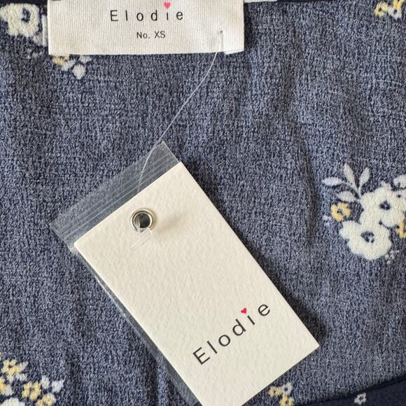 Elodie Women's Size XS Navy Blue Floral Puff Sleeve Button Up Blouse Top NWT - Picture 7 of 9